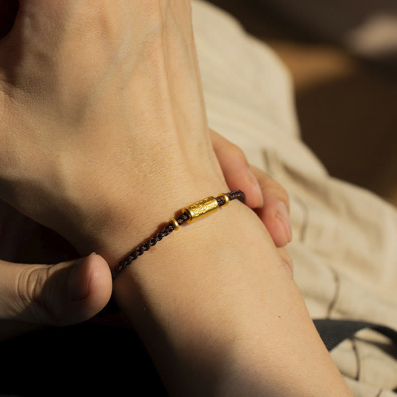 Nimara Ritual 999 Gold Good Luck Amulet Carved Design Handmade Strength Braided Rope Bracelet