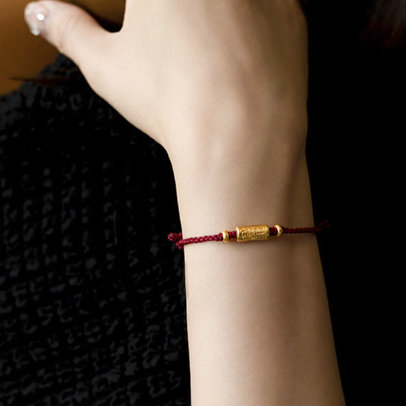 Nimara Ritual 999 Gold Good Luck Amulet Carved Design Handmade Strength Braided Rope Bracelet