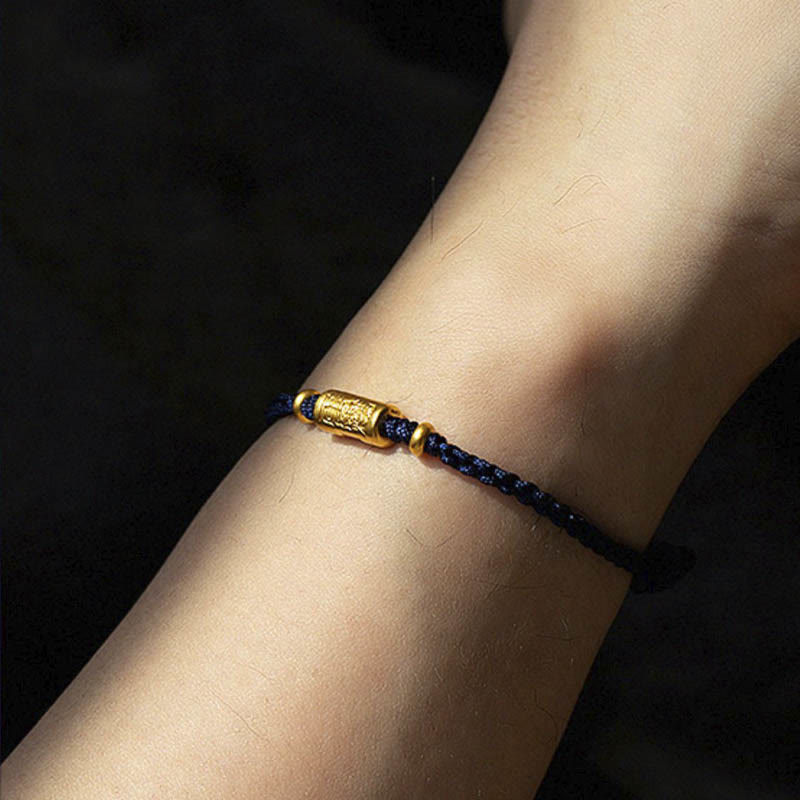 Nimara Ritual 999 Gold Good Luck Amulet Carved Design Handmade Strength Braided Rope Bracelet