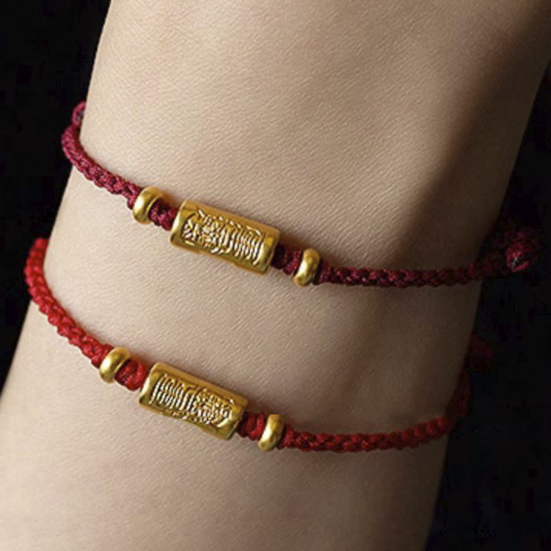 Nimara Ritual 999 Gold Good Luck Amulet Carved Design Handmade Strength Braided Rope Bracelet