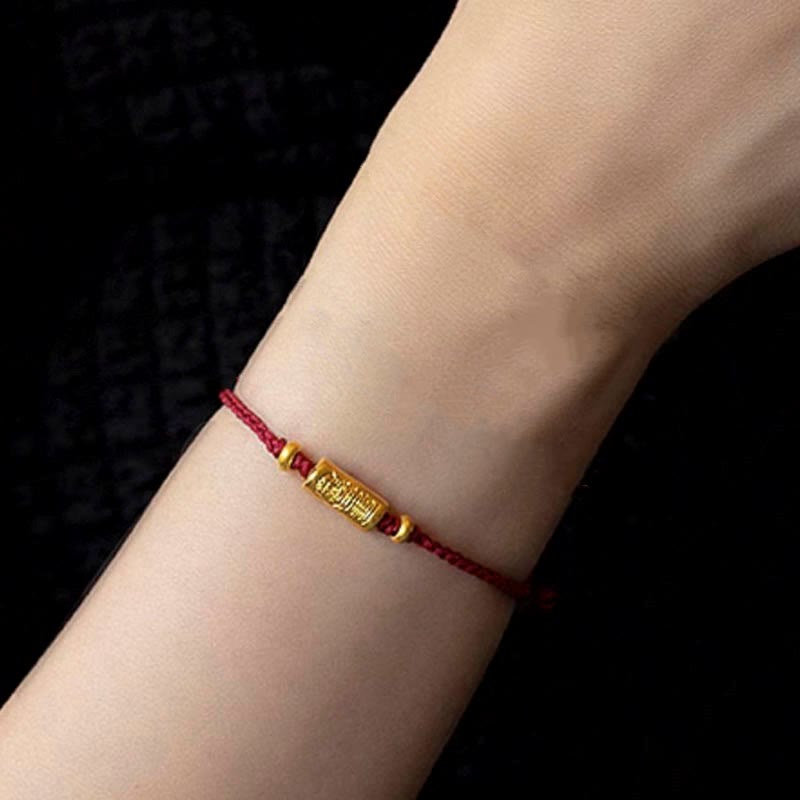 Nimara Ritual 999 Gold Good Luck Amulet Carved Design Handmade Strength Braided Rope Bracelet