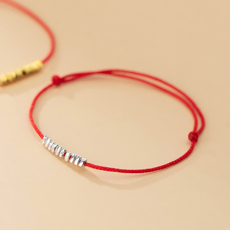 Nimara Ritual Handmade 925 Sterling Silver Small Pieces Protection Braided Ultra-Thin Rope Bracelet