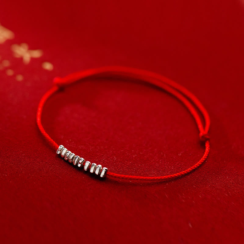 Nimara Ritual Handmade 925 Sterling Silver Small Pieces Protection Braided Ultra-Thin Rope Bracelet