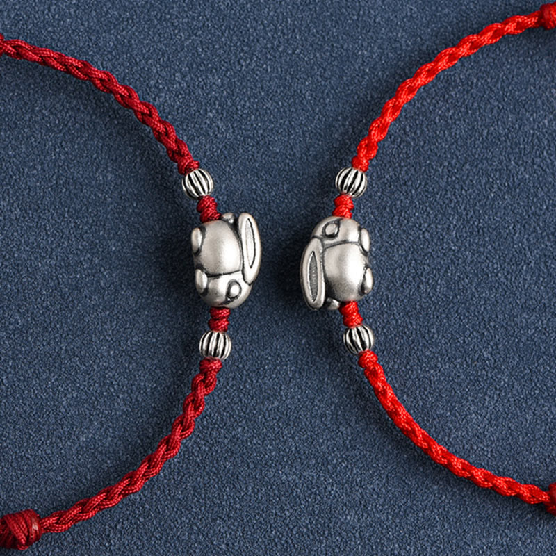 Nimara Ritual Handmade 999 Sterling Silver Rabbit Luck Rope Bracelet Anklet
