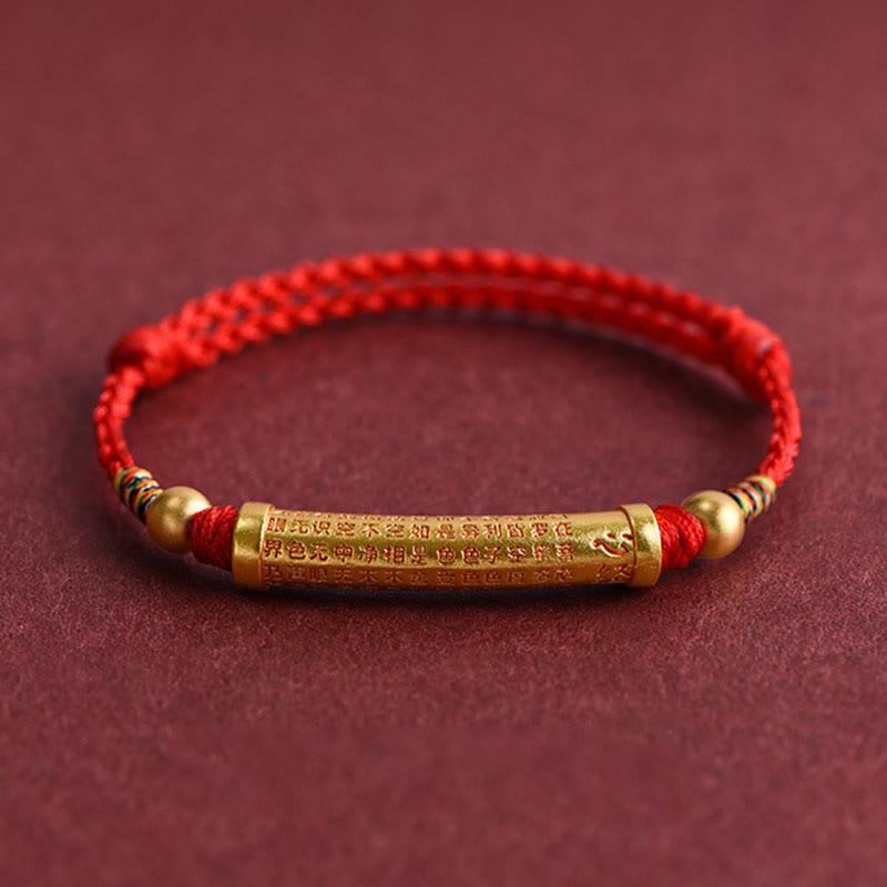 Nimara Ritual Handmade Alloy Heart Sutra Protection Strength Rope Bracelet Anklet
