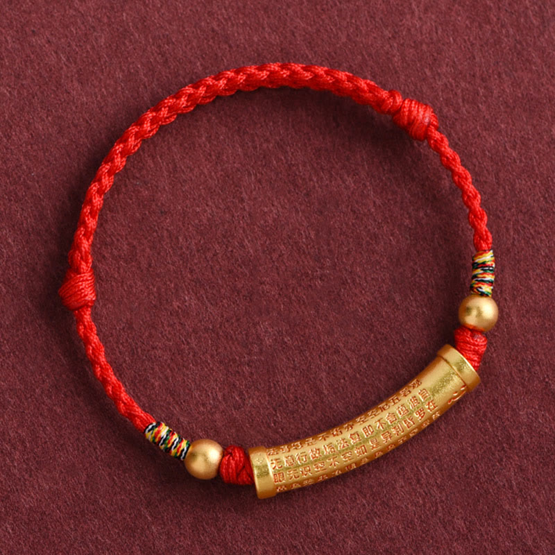 Nimara Ritual Handmade Alloy Heart Sutra Protection Strength Rope Bracelet Anklet