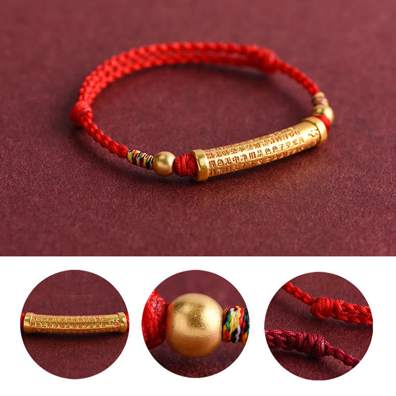 Nimara Ritual Handmade Alloy Heart Sutra Protection Strength Rope Bracelet Anklet