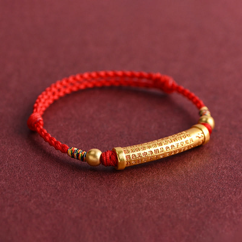 Nimara Ritual Handmade Alloy Heart Sutra Protection Strength Rope Bracelet Anklet