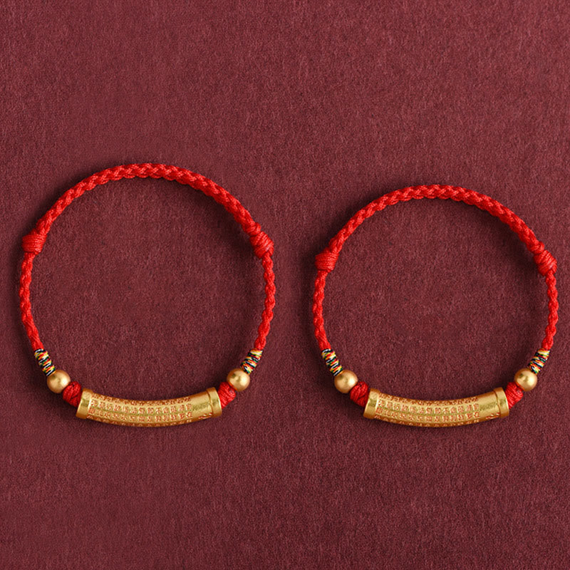 Nimara Ritual Handmade Alloy Heart Sutra Protection Strength Rope Bracelet Anklet