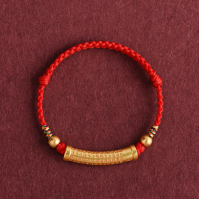 Nimara Ritual Handmade Alloy Heart Sutra Protection Strength Rope Bracelet Anklet