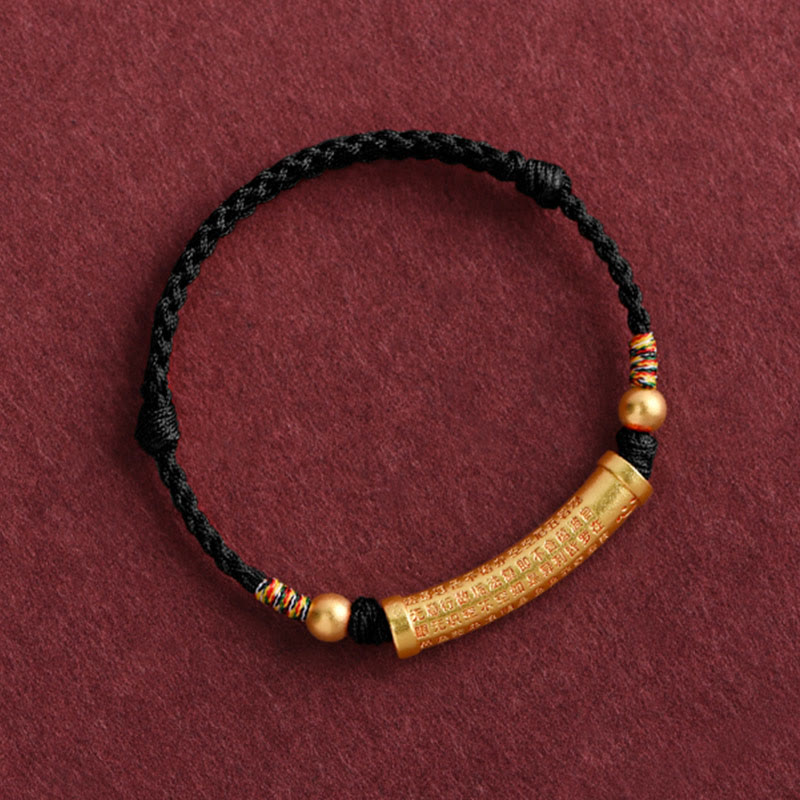 Nimara Ritual Handmade Alloy Heart Sutra Protection Strength Rope Bracelet Anklet
