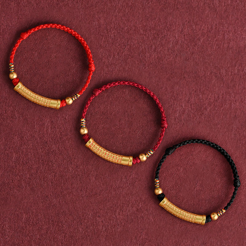 Nimara Ritual Handmade Alloy Heart Sutra Protection Strength Rope Bracelet Anklet