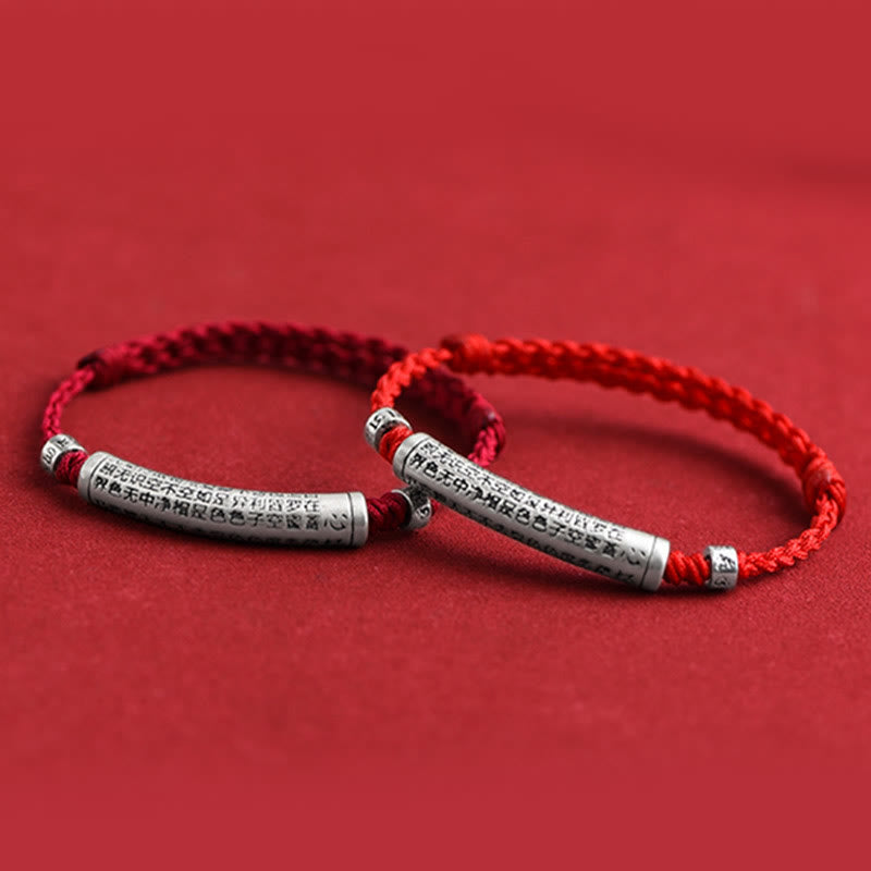 Nimara Ritual Handmade 999 Sterling Silver Om Mani Padme Hum Heart Sutra Carved Luck Rope Bracelet Anklet