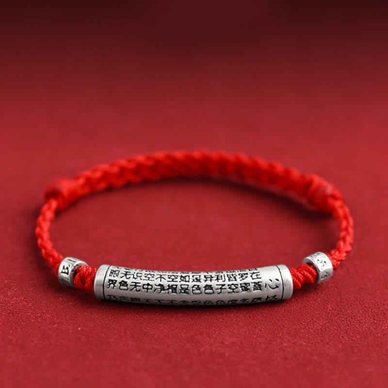 Nimara Ritual Handmade 999 Sterling Silver Om Mani Padme Hum Heart Sutra Carved Luck Rope Bracelet Anklet