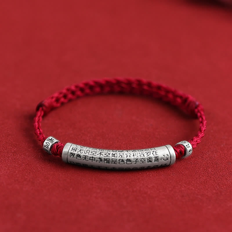 Nimara Ritual Handmade 999 Sterling Silver Om Mani Padme Hum Heart Sutra Carved Luck Rope Bracelet Anklet