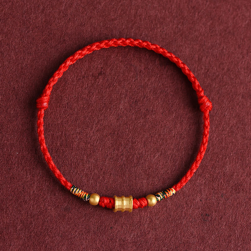 Nimara Ritual 999 Gold Small Bucket Shape Design Handmade Luck Braided Rope Bracelet Anklet
