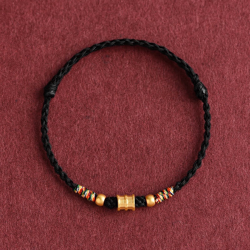 Nimara Ritual 999 Gold Small Bucket Shape Design Handmade Luck Braided Rope Bracelet Anklet