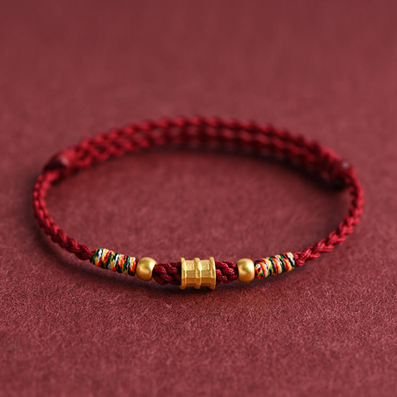 Nimara Ritual 999 Gold Small Bucket Shape Design Handmade Luck Braided Rope Bracelet Anklet