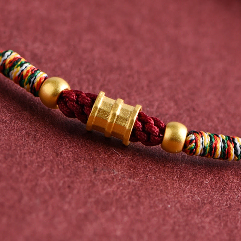 Nimara Ritual 999 Gold Small Bucket Shape Design Handmade Luck Braided Rope Bracelet Anklet