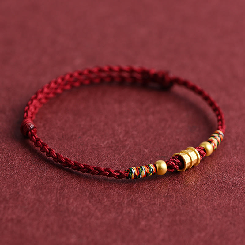 Nimara Ritual 999 Gold Small Bucket Shape Design Handmade Luck Braided Rope Bracelet Anklet