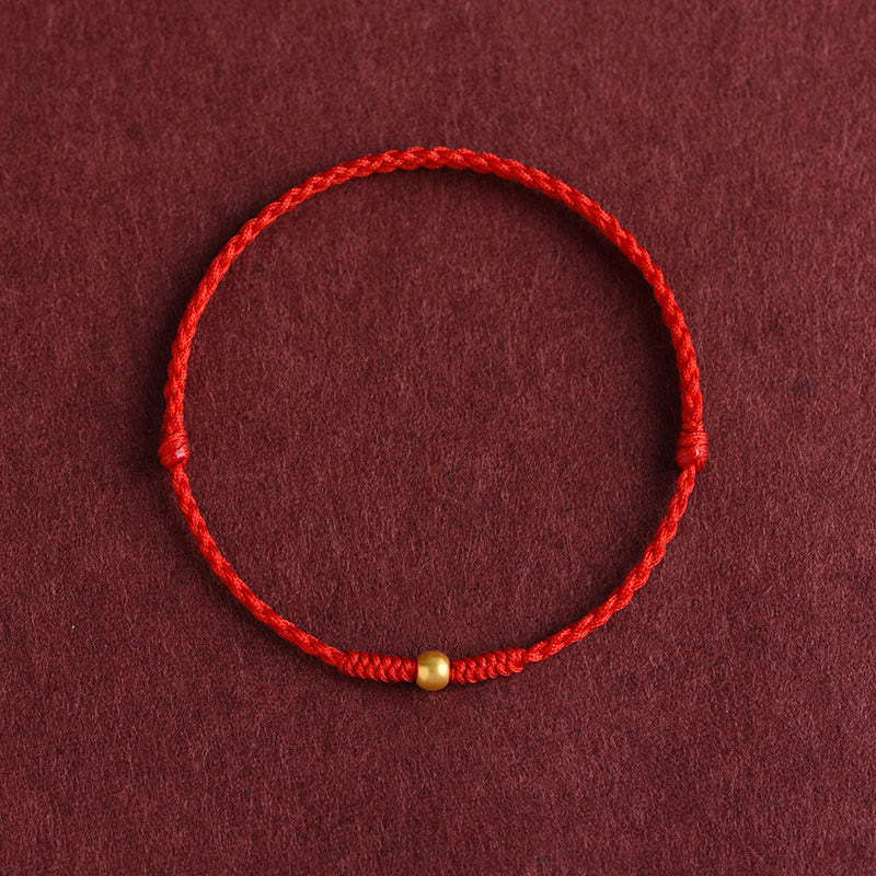 Nimara Ritual 999 Gold One Mini Bead Design Handmade Strength Braided Rope Bracelet Anklet