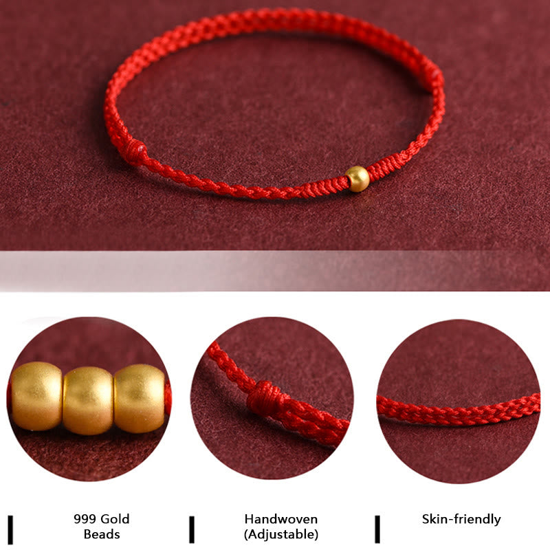Nimara Ritual 999 Gold One Mini Bead Design Handmade Strength Braided Rope Bracelet Anklet
