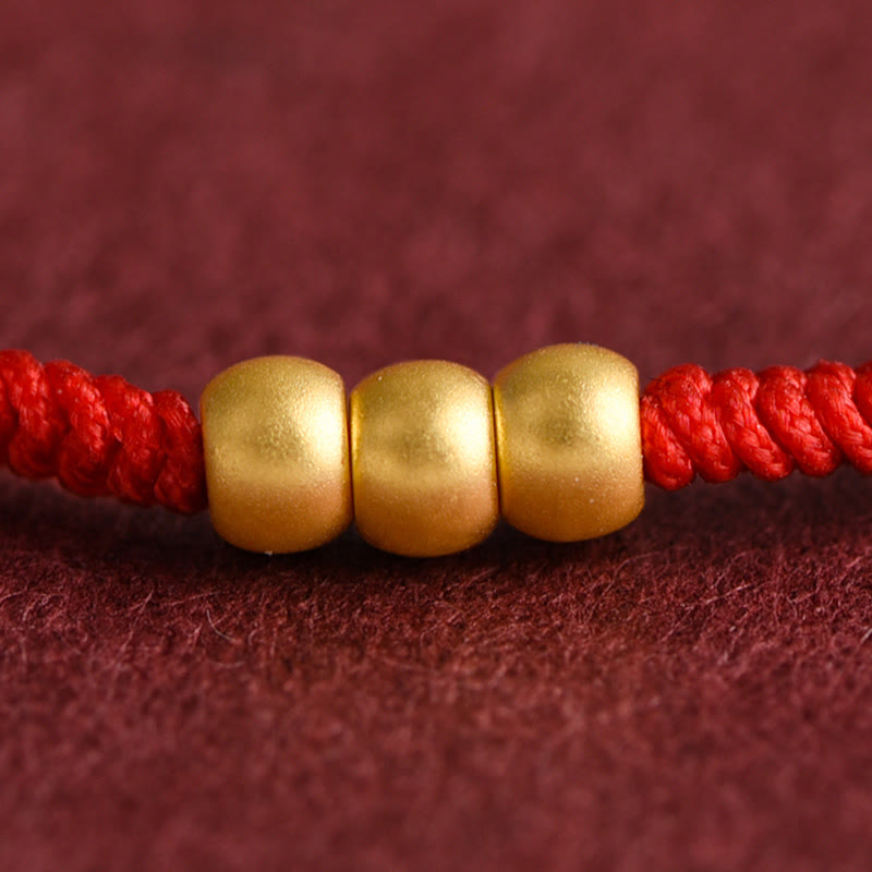 Nimara Ritual 999 Gold Mini Three Beads Design Handmade Luck Rope Bracelet Anklet