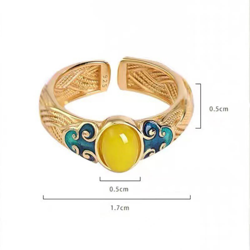 Nimara Ritual Amber Copper Auspicious Clouds Focus Adjustable Ring