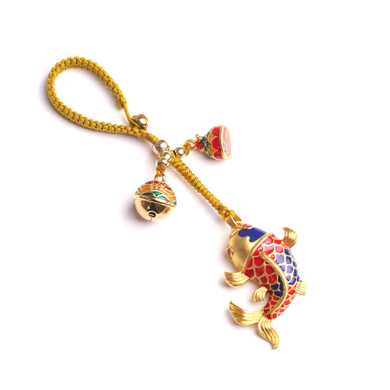 Nimara Ritual Colorful Koi Fish Hollow Bell Wealth Luck Key Chain
