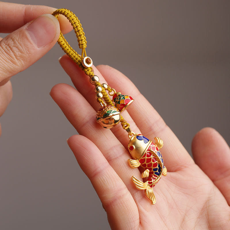 Nimara Ritual Colorful Koi Fish Hollow Bell Wealth Luck Key Chain
