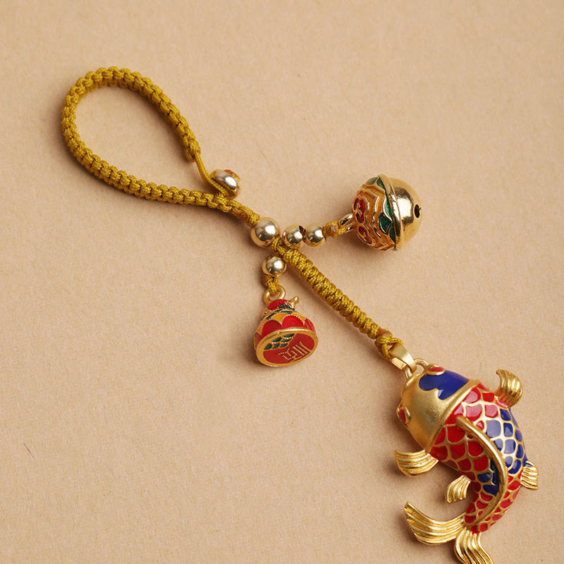 Nimara Ritual Colorful Koi Fish Hollow Bell Wealth Luck Key Chain
