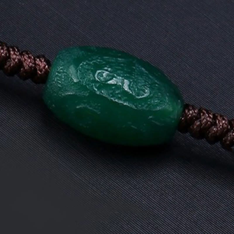 Nimara Ritual Tibetan Nine-eye Dzi Bead Protection Braided Rope Necklace Pendant