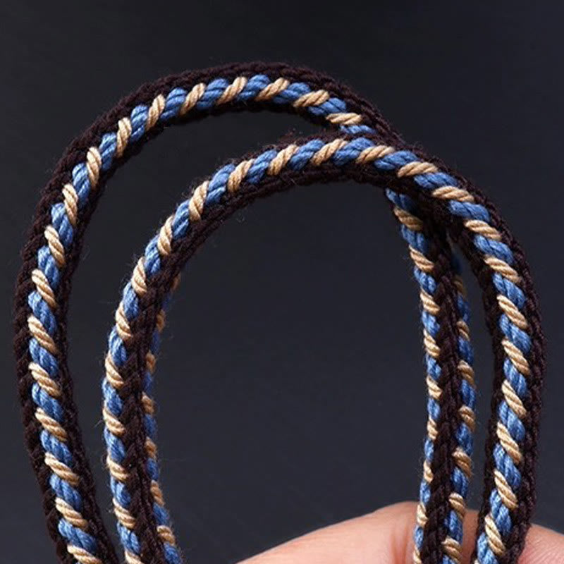 Nimara Ritual Tibetan Nine-eye Dzi Bead Protection Braided Rope Necklace Pendant