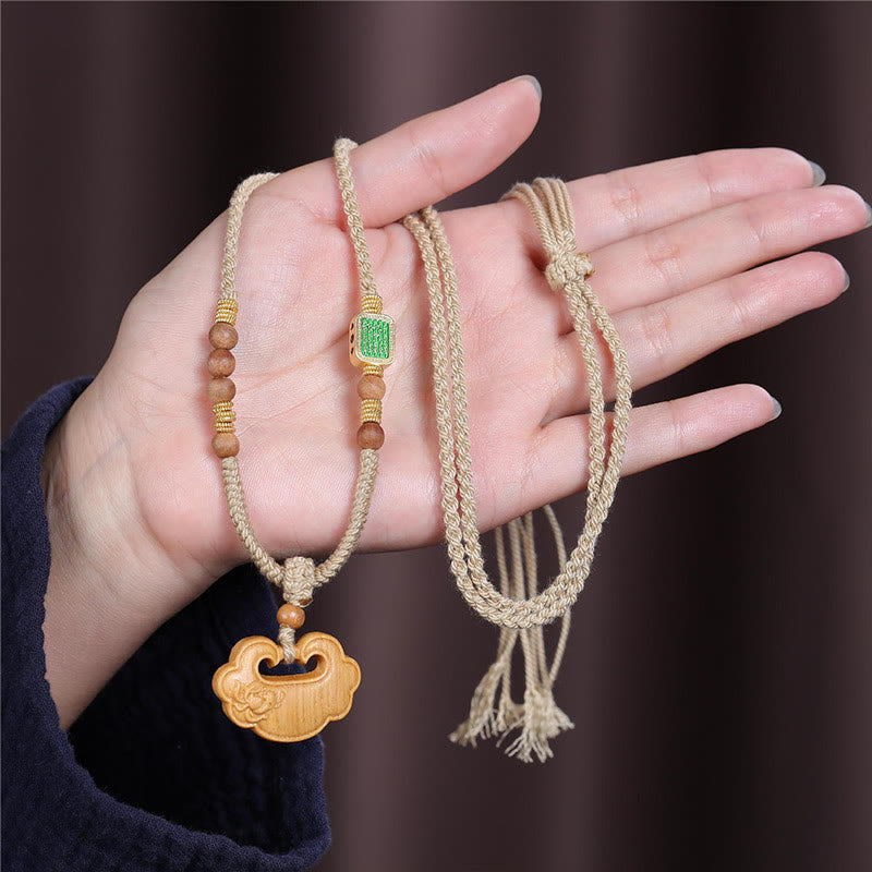 Nimara Ritual Tibetan Sandalwood Chinese Lock Charm Protection Necklace Pendant