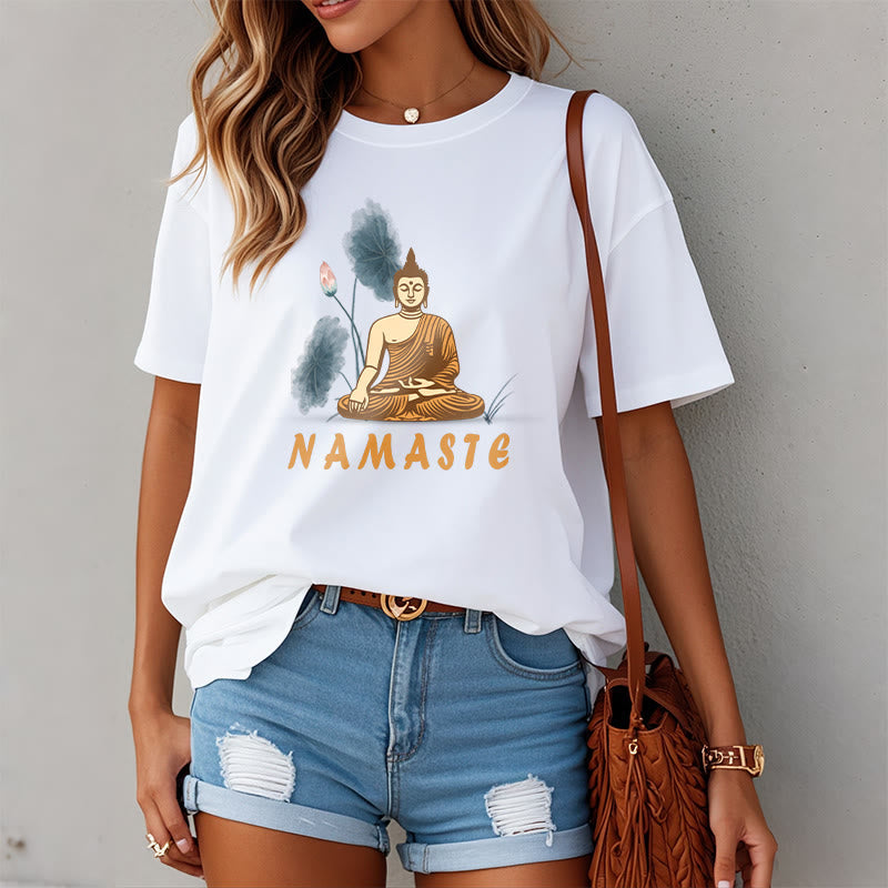 Nimara Ritual NAMASTE Buddha Lotus Leaf Tee T-shirt