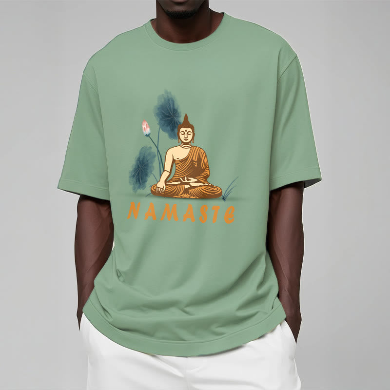 Nimara Ritual NAMASTE Buddha Lotus Leaf Tee T-shirt