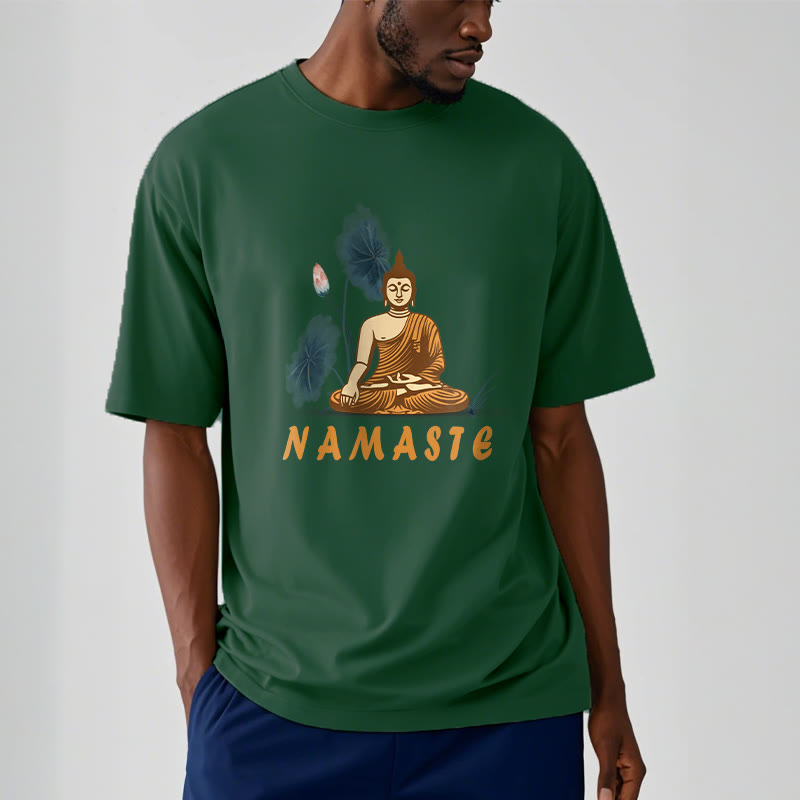 Nimara Ritual NAMASTE Buddha Lotus Leaf Tee T-shirt