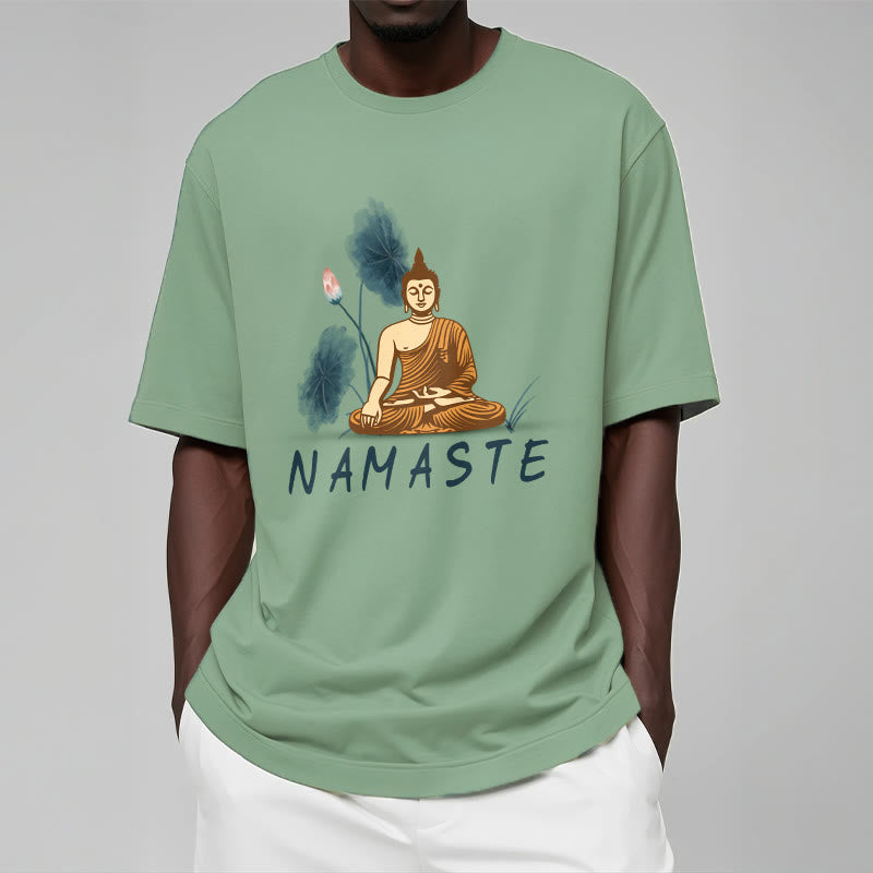 Nimara Ritual NAMASTE Buddha Lotus Leaf Tee T-shirt