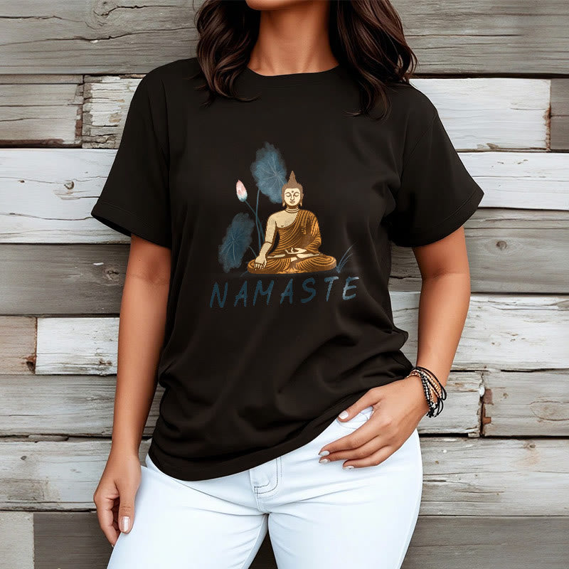 Nimara Ritual NAMASTE Buddha Lotus Leaf Tee T-shirt