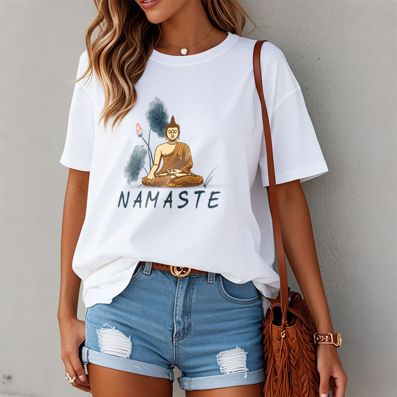 Nimara Ritual NAMASTE Buddha Lotus Leaf Tee T-shirt
