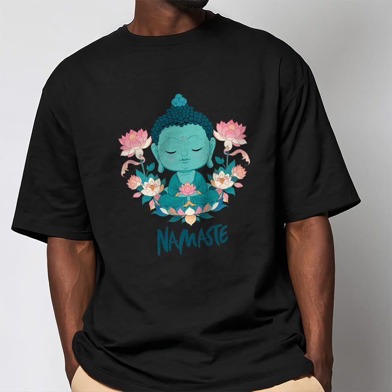 Nimara Ritual NAMASTE Buddha Lotus Meditation Tee T-shirt