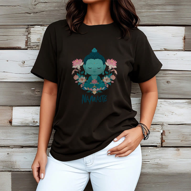 Nimara Ritual NAMASTE Buddha Lotus Meditation Tee T-shirt