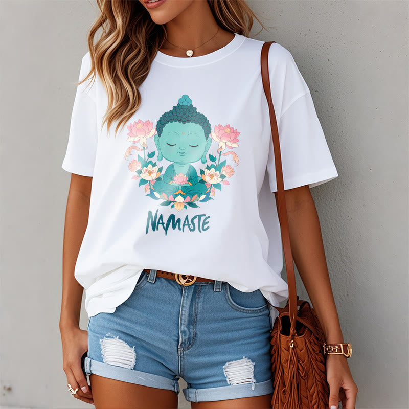 Nimara Ritual NAMASTE Buddha Lotus Meditation Tee T-shirt