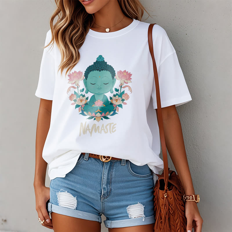 Nimara Ritual NAMASTE Buddha Lotus Meditation Tee T-shirt