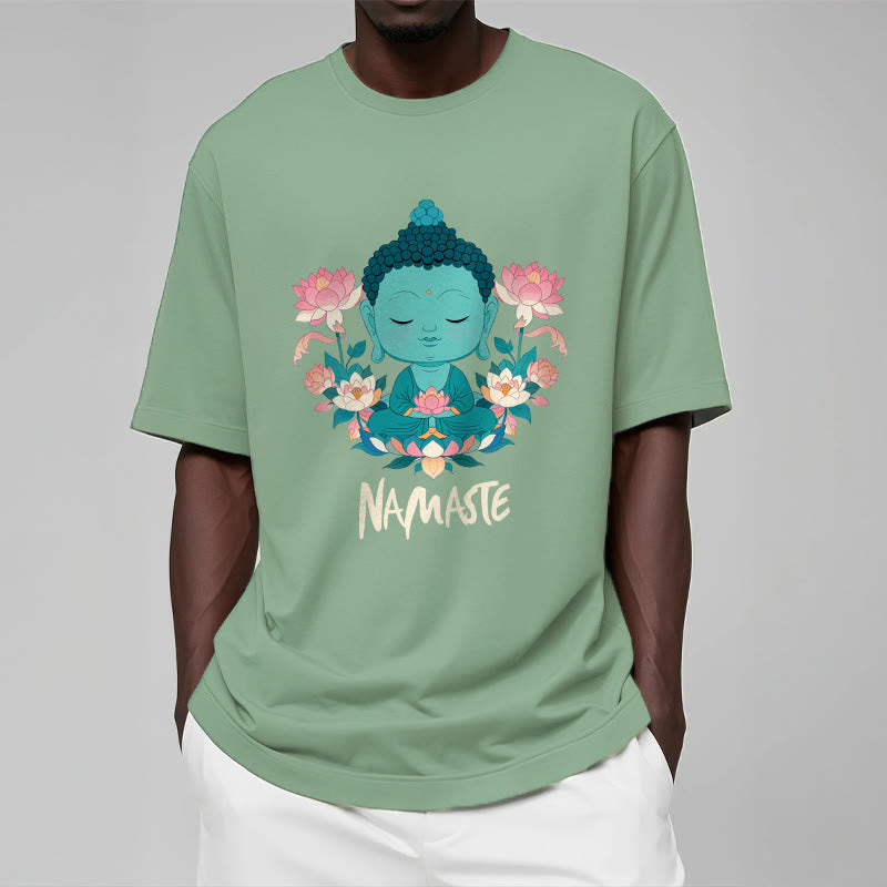 Nimara Ritual NAMASTE Buddha Lotus Meditation Tee T-shirt