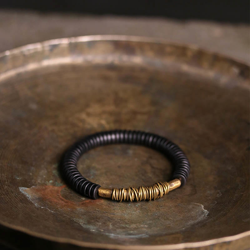 Nimara Ritual Calm Tibetan Ebony Wood Copper Bracelet