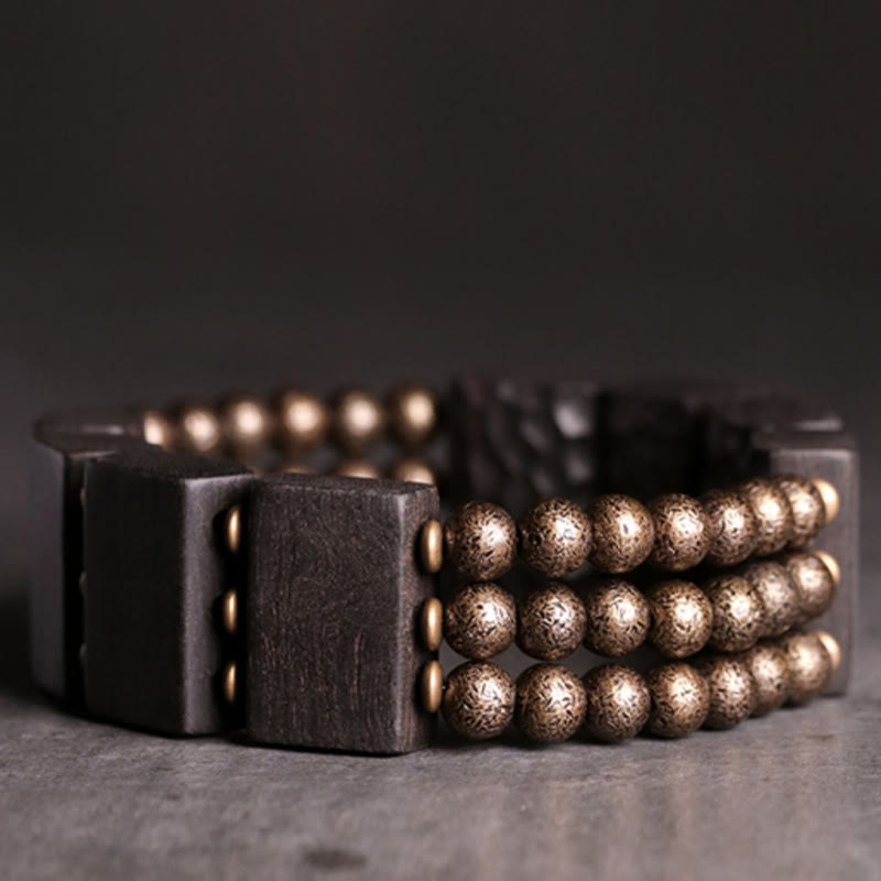 Nimara Ritual Vintage Peace Ebony Wood Copper Beads Balance Bracelet