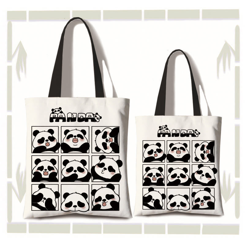 Nimara Ritual Large Capacity Handmade Canvas Cute Panda Commuter Shoulder Bag Shopping Bag