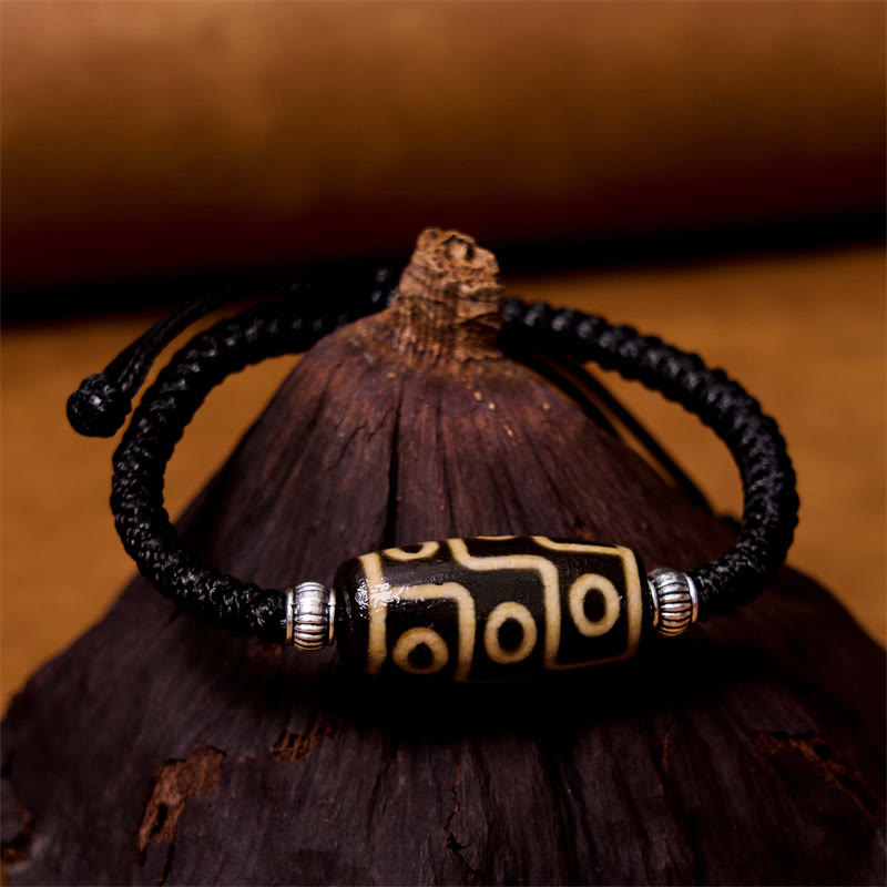 Nimara Ritual Tibetan Nine-Eye Dzi Bead Three-eyed Dzi Bead Wealth Protection Rope Bracelet