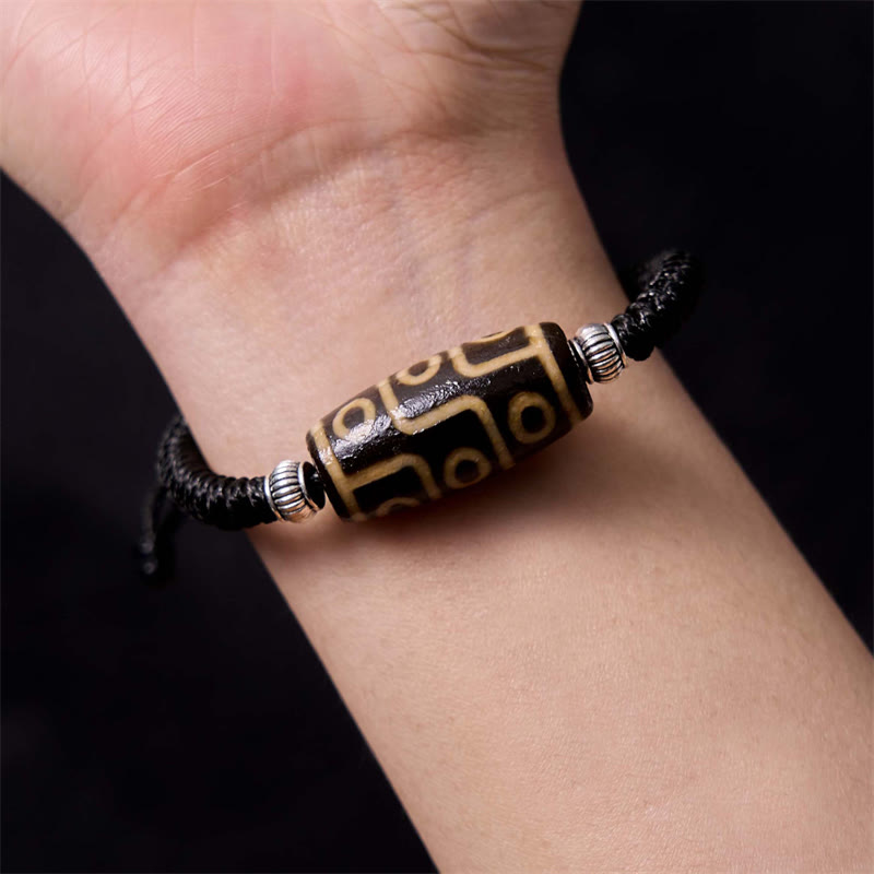 Nimara Ritual Tibetan Nine-Eye Dzi Bead Three-eyed Dzi Bead Wealth Protection Rope Bracelet